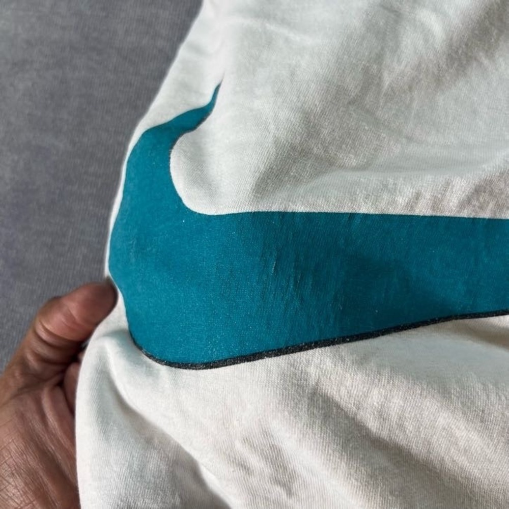 Nike Mens XL Vintage Swoosh T Shirt White Teal USA Single Stitch 90s Graphic - Picture 10 of 12